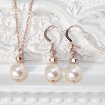 Rose Gold Tone Pearl Drop Necklace, 4 of 6