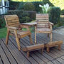 Deluxe Wooden Garden Lounger Set Angled With Foot Rests, thumbnail 1 of 4