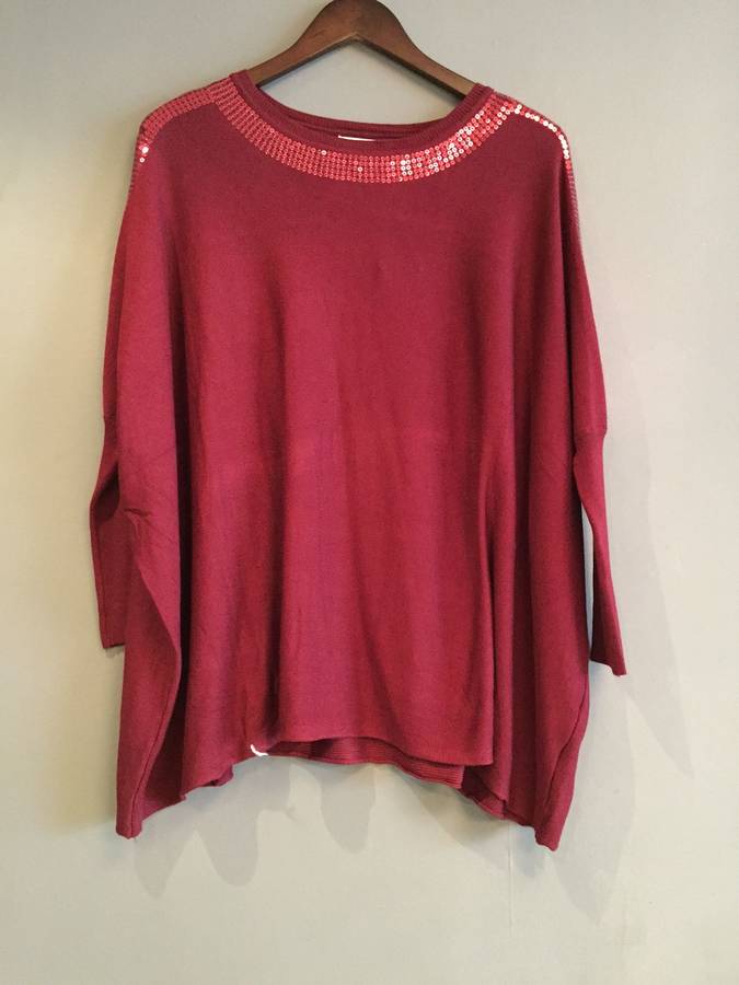 red sequin jumper