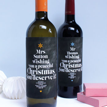 Personalised Teachers Christmas Wine Labels, 2 of 4
