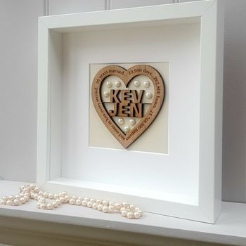 30th Wedding Anniversary Pearl And Oak Heart, 2 of 3