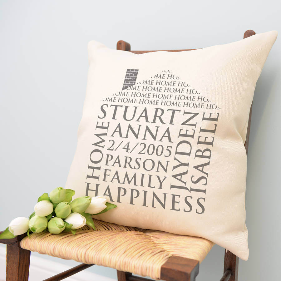 personalised home word art cushion by a type of design