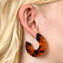 Tortoiseshell Resin Scalloped Edge Hoop Earrings, thumbnail 3 of 3