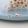 Tiny Mismatched Running Horse And Horseshoe Stud Earrings In Sterling Silver, thumbnail 4 of 12