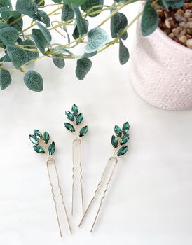 'Aria' Emerald Green Hair Pins, 3 of 3