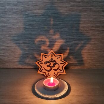 Om Design Wood And Clay Shadow Tealight Holder, 2 of 9