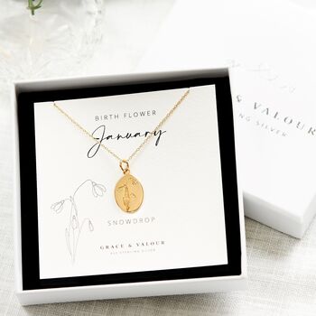 Personalised Birthflower Engraved Sterling Silver Necklace – Custom Birth Flower Pendant Gift For Her, 4 of 12