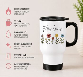 Floral Teacher Travel Mug, 3 of 3