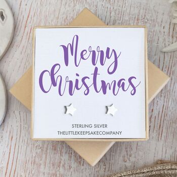 Merry Christmas Star Stud Earrings, 2 of 7