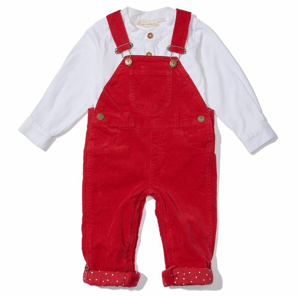 Red Winter Corduroy Dungarees By Dotty Dungarees