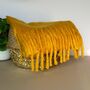 Super Soft Chunky Tassel Scarf In Mustard Yellow, thumbnail 2 of 3