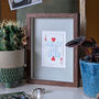 Two Hearts Beat As One Vintage Playing Card Print, thumbnail 2 of 7