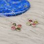 Mixed Pink Green Tourmaline Sterling Silver Earrings, thumbnail 7 of 8