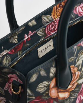 Roses Teal Structured Medium Tote, 7 of 7