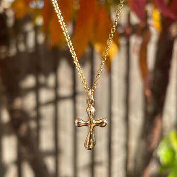 Alix Puffy Cross Charm Chain Pendant Necklace, 2 of 4
