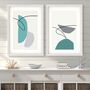 Teal And Grey Shapes Print Set Of Two, thumbnail 1 of 5