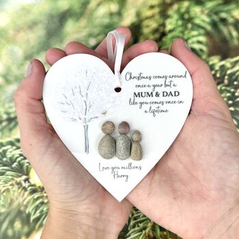 Personalised Mum Pebble Heart Bauble Decoration, 3 of 4