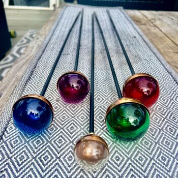 Set Of Five Colourful Glass And Copper Garden Sculptures, 11 of 11