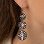Pink Multicolour Triple Disc Drop Boho Earrings, thumbnail 1 of 3