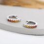 Sterling Silver Garnet Red Ombre Cz Huggie Hoops, thumbnail 3 of 12