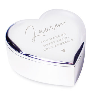 Personalised Message Silver Heart Trinket Box, 7 of 7