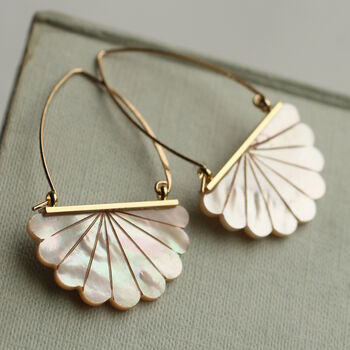 Art Deco Mother Of Pearl Hoop Earrings, 3 of 11