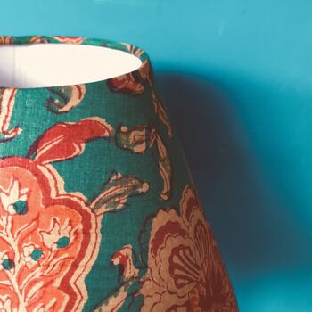 Green Floral Block Print Tapered Lampshade, 2 of 3