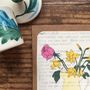 Daffodils And Roses On Vintage Book Paper Greeting Card, thumbnail 2 of 2