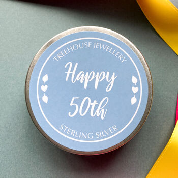 50th Birthday Silver Star Earrings In A Gift Tin, 9 of 9