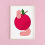 Happy Worm Munching Apple 'Giclée' Print |, thumbnail 1 of 3