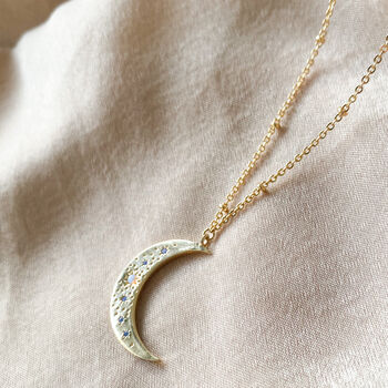 Opal Constellation Crescent Moon Pendant Necklace, 3 of 4