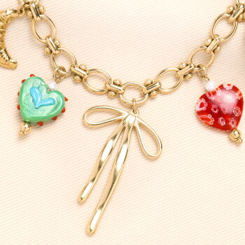 Stainless Steel Vintage Charm And Pearl Chunky Necklace In Gold Plating, 2 of 2