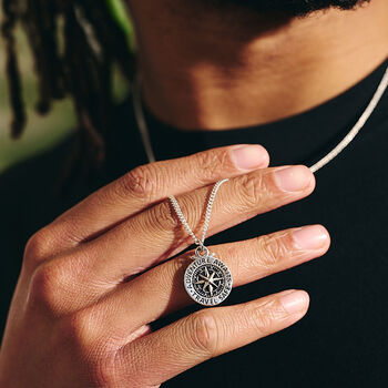 Travel Safe Compass St Christopher Silver Necklace, 9 of 12