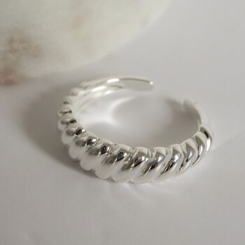 Sterling Silver Croissant Ring Adjustable Open, 4 of 11