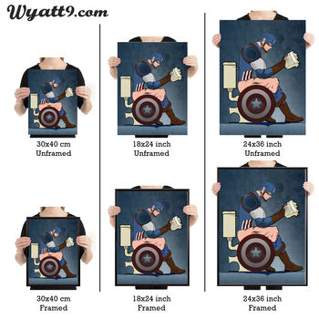 Captain America On The Toilet Poster Wall Art Print, 9 of 9