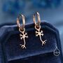 Sterling Silver Tiny Neuron Cell Huggie Hoops Earrings, thumbnail 4 of 11