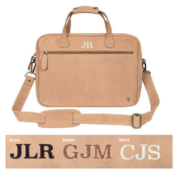 Personalised Leather Compact Laptop Satchel, 11 of 12