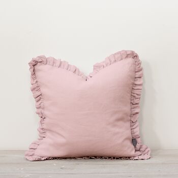 Oli Ruffle Linen Cushion Blush, 2 of 8