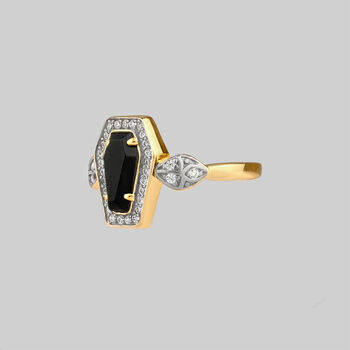 Black Onyx Coffin Ring Sterling Silver Or Gold Plated, 5 of 8