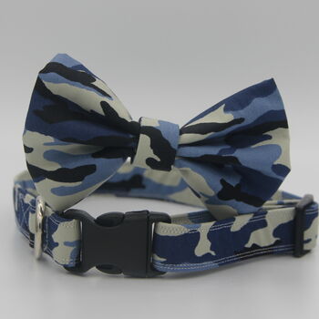 Blue Camouflage Dog Bow Tie, 4 of 4
