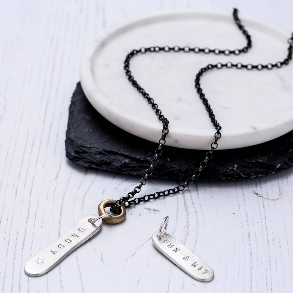 Men's Personalised Name Tag Necklace By Chambers & Beau