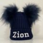 Navy Blue Embroidered Knitted Baby Hat, thumbnail 6 of 6