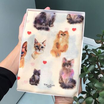 Cats Scarf In Personalised Gift Box, 2 of 4