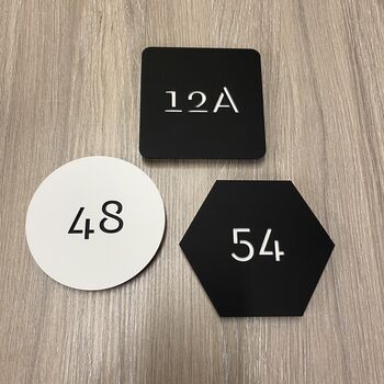 Monochrome Laser Cut Round House Number, 8 of 11
