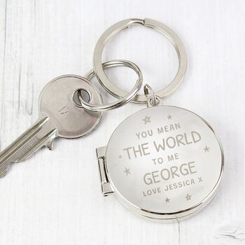 Personalised 'You Mean The World To Me' Photo Keyring, 2 of 2