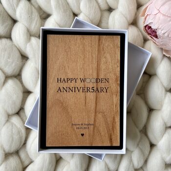 Five Year Wooden Anniversary Personalised Plaque, 3 of 9