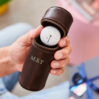Personalised Leather Three Golf Ball Holder With Belt Loop, 2 of 8