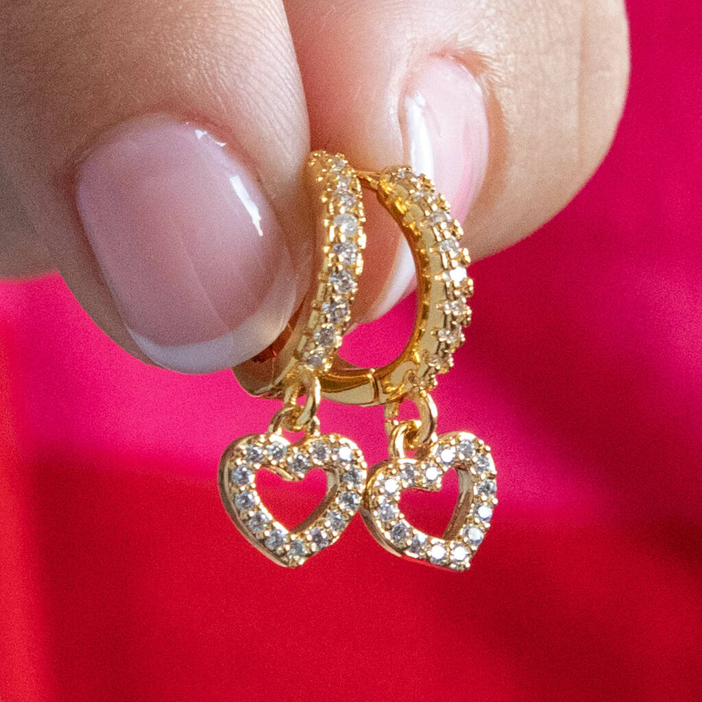Love Heart Huggie Hoop Earrings, 1 of 6