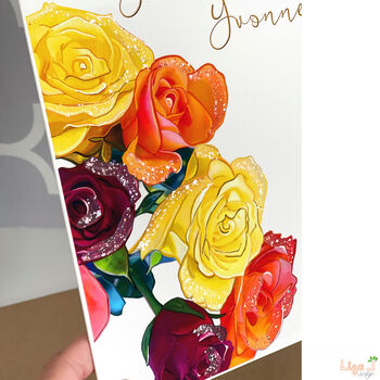 Personalised Roses 40th Birthday Card, 5 of 9