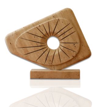 Hand Carved Travertine Sunburst Sculpture, 2 of 2
